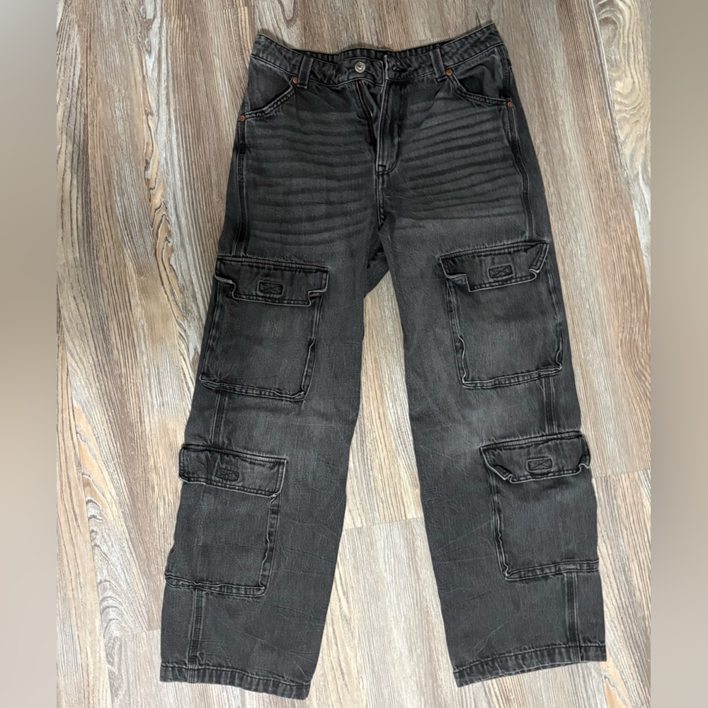H&M Black cargo Straight Leg Jeans for Women